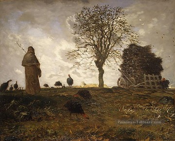Jean François Millet œuvres - Paysage d’automne avec un troupeau de dindes agriculteurs Millet